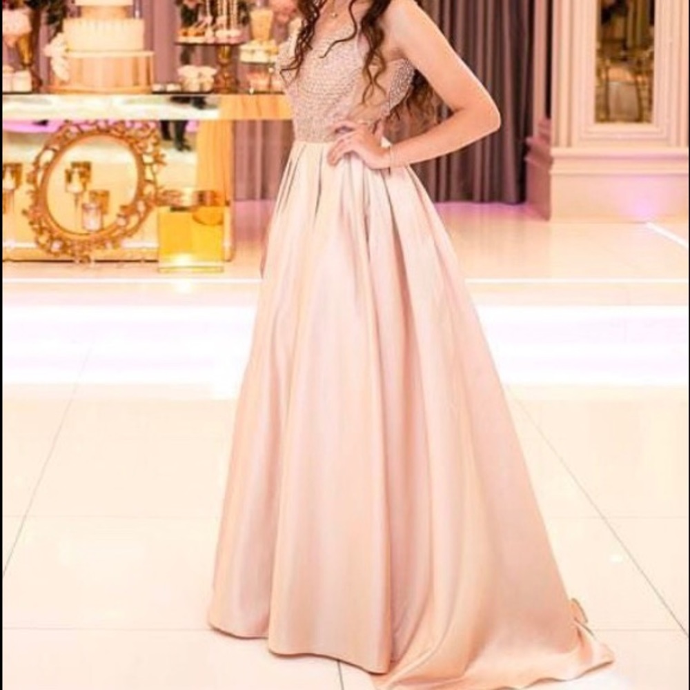 Champagne pink prom dress